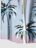 Chemise hawaïenne grande taille à imprimé cocotiers ombré et colorblock, boutons et poches, pour homme - Bleu clair 3XL