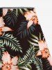 Plus Size Tropical Leaf Hibiscus Flower Print Hawaii Split A Line Skirt -  