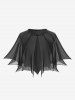 Plus Size Ruched Skull Flocking Mesh Tank Dress With Lace Trim Button Cover Cape -  