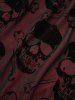 Plus Size Ruched Skull Flocking Mesh Tank Dress With Lace Trim Button Cover Cape -  