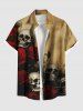 Halloween Distressed Skull Rose Flower Print Plus Size Matching Outfit For Couples -  