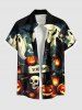 Halloween Pumpkin Lantern Skull Wizard Ghost Bat Moon Print Plus Size Matching Outfit For Couples -  
