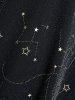 Stars Stamping Lace-up Cold Shoulder Top and Sheer Mesh Patchwork Ruffles Flare Pants Plus Size Outfit -  