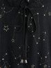 Stars Stamping Lace-up Cold Shoulder Top and Sheer Mesh Patchwork Ruffles Flare Pants Plus Size Outfit -  