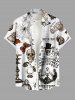 Halloween Spider Web Skulls Butterfly Cat Maple Leaf Print Plus Size Matching Outfit For Couples -  