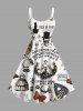 Halloween Spider Web Skulls Butterfly Cat Maple Leaf Print Plus Size Matching Outfit For Couples -  