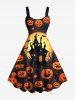Halloween Pumpkin Moon Bat Castle Print Plus Size Matching Outfit For Couples -  