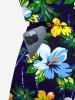 Matching Hawaii Shirt and Romper Plus Size Beach Outfit Tropical Leaf Hibiscus Printed for Couples -  