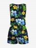Matching Hawaii Shirt and Romper Plus Size Beach Outfit Tropical Leaf Hibiscus Printed for Couples -  