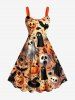 Tenue d'Halloween grande taille assortie pour couples, motif citrouille, crâne, fantôme, sorcier, toile d'araignée, chauve-souris - Orange 