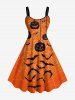 Halloween Pumpkin Bat Spider Web Print Plus Size Matching Outfit For Couples -  