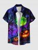 Halloween Pumpkin Cross Tree Moon Galaxy Print Plus Size Matching Outfit For Couples -  