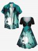 Coconut Tree Sea Moon Print Plus Size Matching Hawaii Beach Outfit For Couples -  