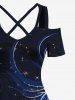 Floral Pattern Glitter 3D Print Plus Size Matching Hawaii Beach Outfit For Couples -  