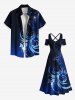 Floral Pattern Glitter 3D Print Plus Size Matching Hawaii Beach Outfit For Couples -  