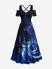 Floral Pattern Glitter 3D Print Plus Size Matching Hawaii Beach Outfit For Couples -  