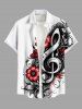 Flower Leaf Music Symbol Print Plus Size Matching Hawaii Beach Outfit For Couples -  