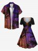 Coconut Tree Ombre Sky Print Plus Size Matching Hawaii Beach Outfit For Couples -  