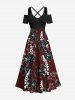 Flower Branch Print Plus Size Matching Hawaii Beach Outfit For Couples -  