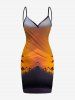 Coconut Tree Ombre Sunset Print Plus Size Matching Hawaii Beach Outfit For Couples -  