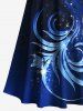 Robe longue hawaïenne grande taille à imprimé floral pailleté 3D, épaules dénudées et croisée - Bleu XXS