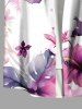 Plus Size Hibiscus Flowers Tropical Leaf Watercolor Print Buttons Pocket Hawaii Shirt For Men -  