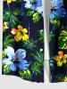 Plus Size Hibiscus Flowers Tropical Leaf Oil Painting Print Buttons Pocket Hawaii Shirt For Men -  