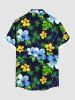 Plus Size Hibiscus Flowers Tropical Leaf Oil Painting Print Buttons Pocket Hawaii Shirt For Men -  