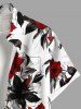 Chemise hawaïenne grande taille à imprimé fleurs et feuilles, avec poches et boutons, pour homme - Blanc 6XL