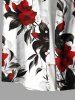 Chemise hawaïenne grande taille à imprimé fleurs et feuilles, avec poches et boutons, pour homme - Blanc 6XL