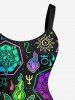 Plus Size Halloween Sheep Head Galaxy Fireflame Sun Moon Print Tank Dress -  