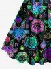 Plus Size Halloween Sheep Head Galaxy Fireflame Sun Moon Print Tank Dress -  