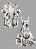 Plus Size Halloween Spider Web Skulls Butterfly Cat Maple Leaf Print Tank Dress -  