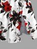Plus Size Flowers Leaf Print Split Hawaii Midi Dress -  