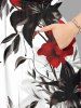 Plus Size Flowers Leaf Print Split Hawaii Midi Dress -  