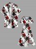 Plus Size Flowers Leaf Print Split Hawaii Midi Dress -  