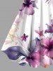 Robe débardeur hawaïenne grande taille à imprimé aquarelle de fleurs d'hibiscus et de feuilles tropicales - Blanc XXS