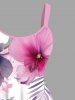 Plus Size Hibiscus Flowers Tropical Leaf Watercolor Print Hawaii Tank Dress -  