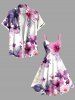 Plus Size Hibiscus Flowers Tropical Leaf Watercolor Print Hawaii Tank Dress -  