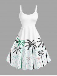 Plus Size Coconut Tree Bird Rain Drop Print Hawaii Tank Dress -  