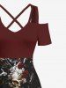 Halloween Skulls Rose Flowers Chains Print Plus Size Matching Outfit For Couples -  