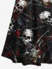 Halloween Skulls Rose Flowers Chains Print Plus Size Matching Outfit For Couples -  