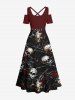 Halloween Skulls Rose Flowers Chains Print Plus Size Matching Outfit For Couples -  