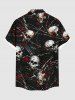 Halloween Skulls Rose Flowers Chains Print Plus Size Matching Outfit For Couples -  