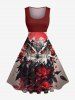 Halloween Owl Rose Flowers Print Plus Size Matching Outfit For Couples -  