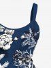 Flowers Tropical Leaf Coconut Tree Print Plus Size Matching Hawaii Beach Outfit For Couples -  