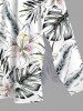 Tenue de plage hawaïenne assortie grande taille à imprimé feuilles tropicales et fleurs pour couples - Blanc 