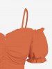 Tenue de plage hawaïenne assortie grande taille à imprimé feuilles tropicales et fleurs d'hibiscus pour couples - Orange 