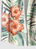 Tenue de plage hawaïenne assortie grande taille à imprimé feuilles tropicales et fleurs d'hibiscus pour couples - Orange 