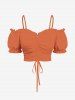 Tenue de plage hawaïenne assortie grande taille à imprimé feuilles tropicales et fleurs d'hibiscus pour couples - Orange 